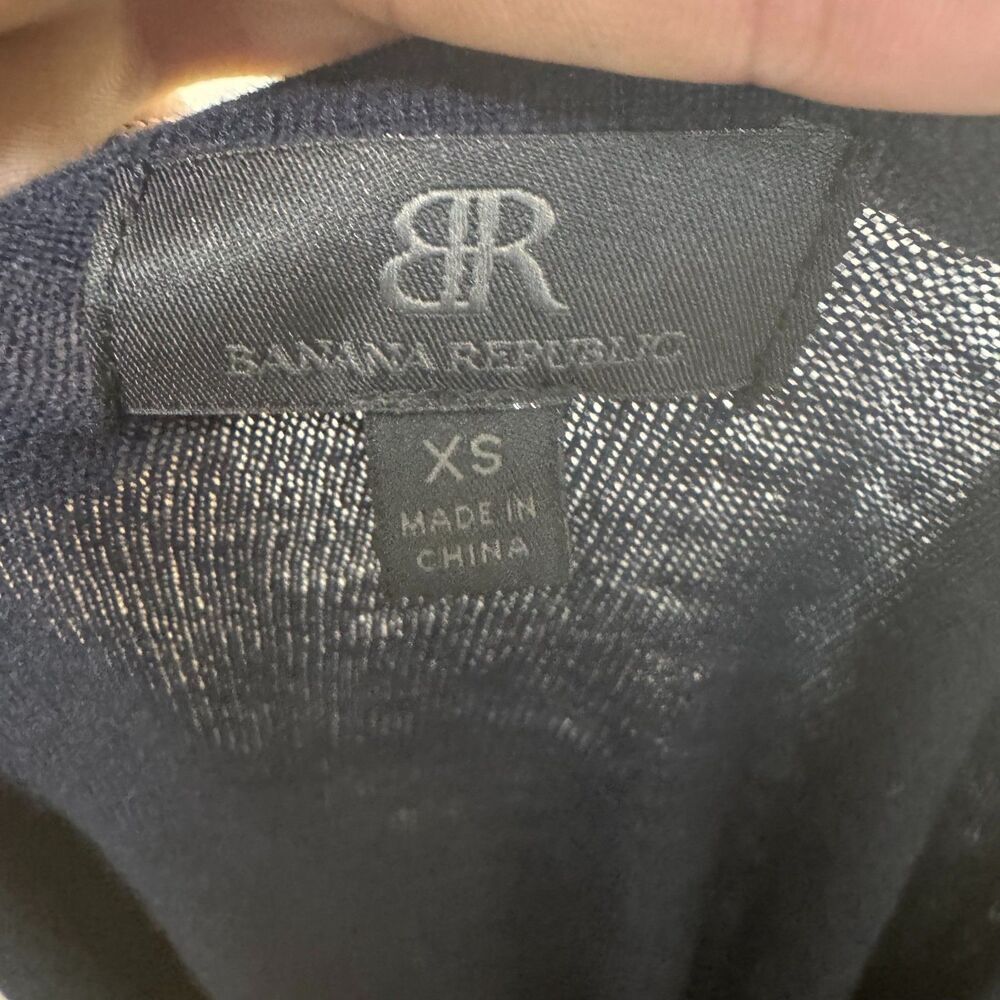 Banana Republic Y2K Navy Blue Faux Wrap Light Sweater Wool/Silk Blend Sz XS - Picture 5 of 8